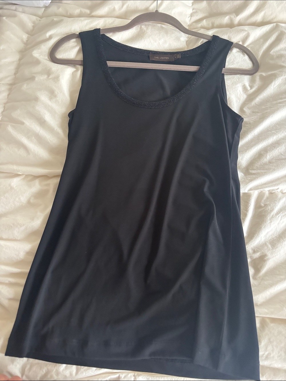 The Limited Black Scoop Neck Tank with Subtle Trim